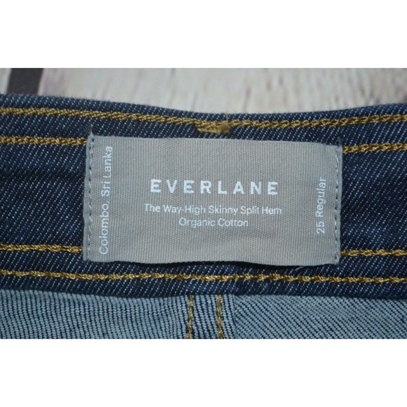 EVERLANE Women's The Way High Skinny Split Hem Jeans SIZE‎ 25 REG Dark Wash - Picture 9 of 9